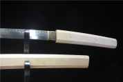 H79-精品六棱白木T10烧刃连体居合刀-白虎斩刄