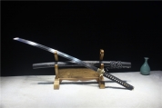 H109-28寸长款全手工T10烧刃长足锯齿纹铜纯铜装武士刀--火凤凰
