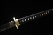 H109-28寸长款全手工T10烧刃长足锯齿纹铜纯铜装武士刀--火凤凰