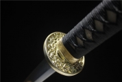 H109-28寸长款全手工T10烧刃长足锯齿纹铜纯铜装武士刀--火凤凰