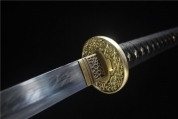 H109-28寸长款全手工T10烧刃长足锯齿纹铜纯铜装武士刀--火凤凰