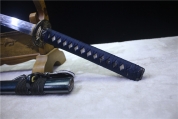 H118-独家长尾丁字纹烧刃海浪纹精致雕刻铜装武士刀一勇夫斩刄