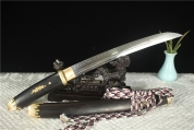 HY-174新款12寸纯铜装黑檀木T10覆土烧刃武士刀小乌丸肋差一浪人短刀