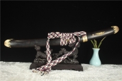 HY-174新款12寸纯铜装黑檀木T10覆土烧刃武士刀小乌丸肋差一浪人短刀