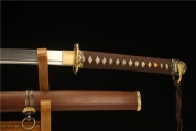 HY-222精品双色镀金装花梨木T10烧刃98式军刀