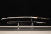 HY-276精雕铜装鎏24k真金-真鱼皮柄纸-地肌钢本三枚直纹烧刃武士刀——雄狮