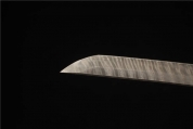 HY-322精雕黄铜仿古剑装-大马士革钢天梯纹全磨—大漆鞘武士刀——六字真言
