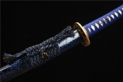 HY-332精雕黄铜仿古剑装-高碳钢发黑白刃腐蚀雕刻闪电纹理武士刀——闪电之刃